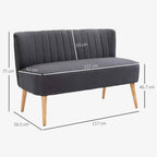 HOMCOM 2-Seater Sofa in Linen-Effect Fabric without Armrests with Wooden Legs, 117x56.5x77 cm, Dark Grey