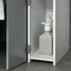 kleankin Bathroom Column with 2 Shelves and 2 Cabinets, Wooden, 15.2x29.8x118 cm, White and Grey