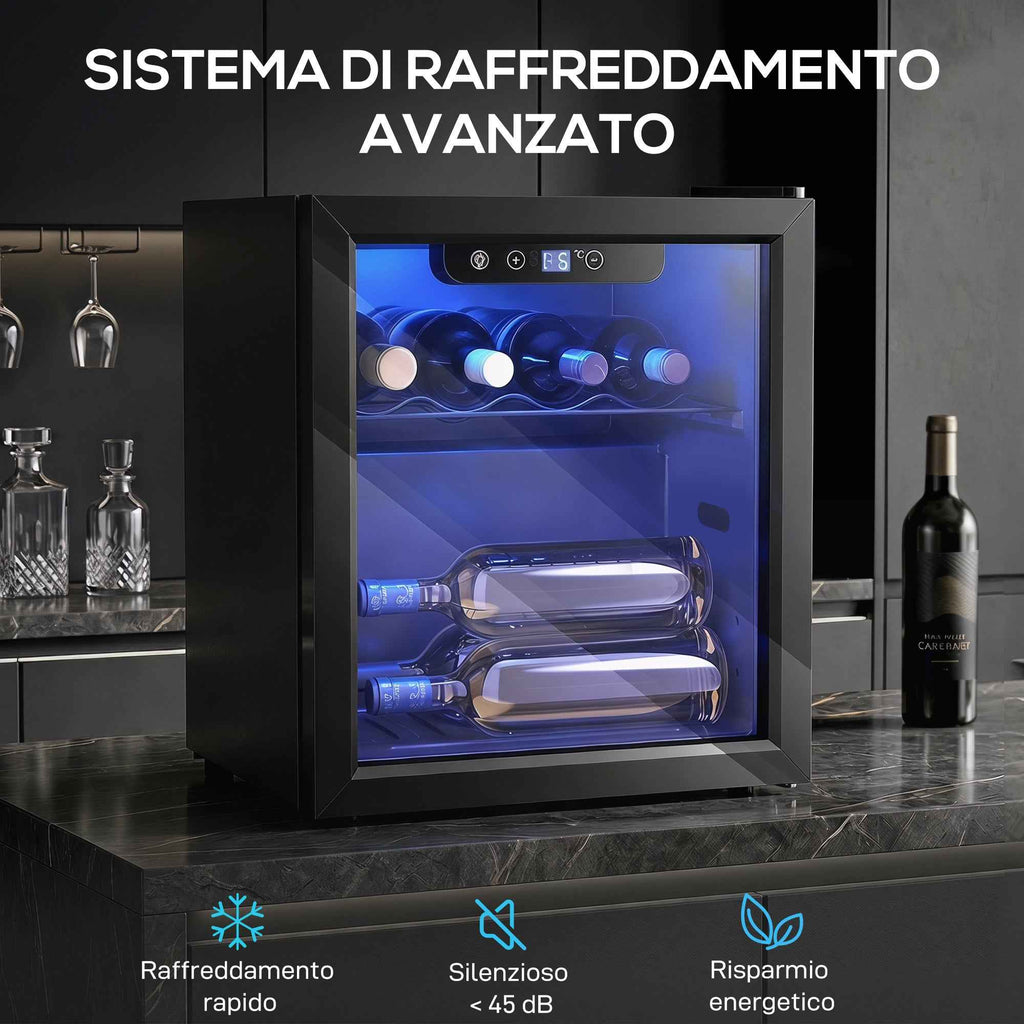 12-Bottle 36L Wine Cooler, Adjustable Temperature 4-16°C with UV-Resistant Glass, Black