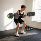 3-in-1 Barbell Set with 16 Weight Plates and Non-Slip Handle, 140x22x22 cm, Green