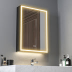 Bathroom Cabinet with Mirror, Adjustable LED Lights and Anti-Fog Function, Black
