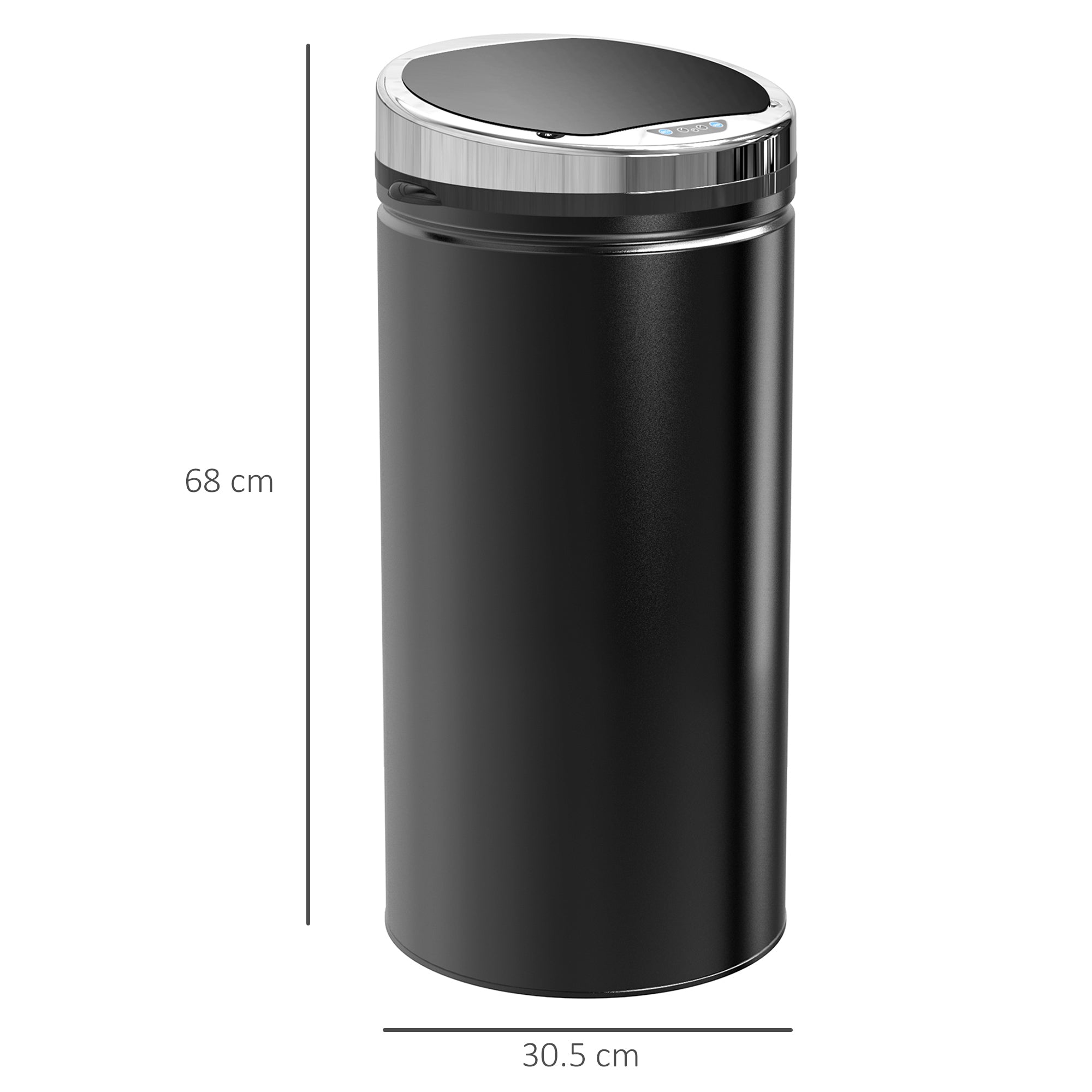 42L Automatic Trash Can with Infrared Sensor in Steel and Plastic, 30.5x30.5x68 cm