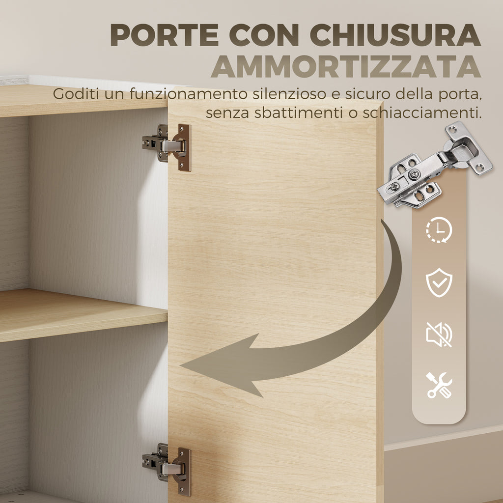 HOMCOM 120cm Soft-Close Sideboard with Wood and White Effect