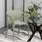 Set of 4 Stackable Garden Chairs in PP with Modern Design with Armrests 60x56x75 cm, Green