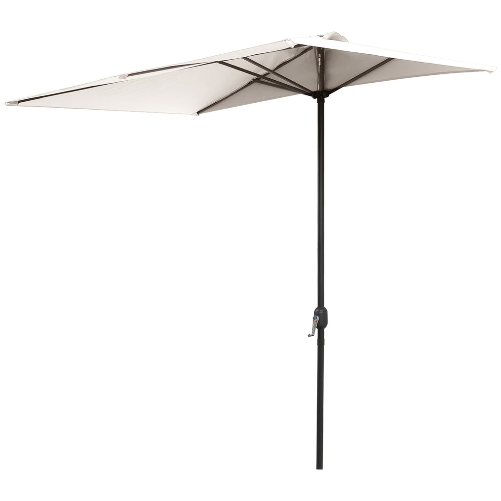 Space-saving Mezzaluna Wall Parasol with Crank Opening, Cream - Borgè