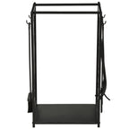 Fireplace Log Holder, Rustproof Steel, Indoor and Outdoor Log Holder with Elegant Design and 4 Tools, 46 x 30 x 70 cm, Black