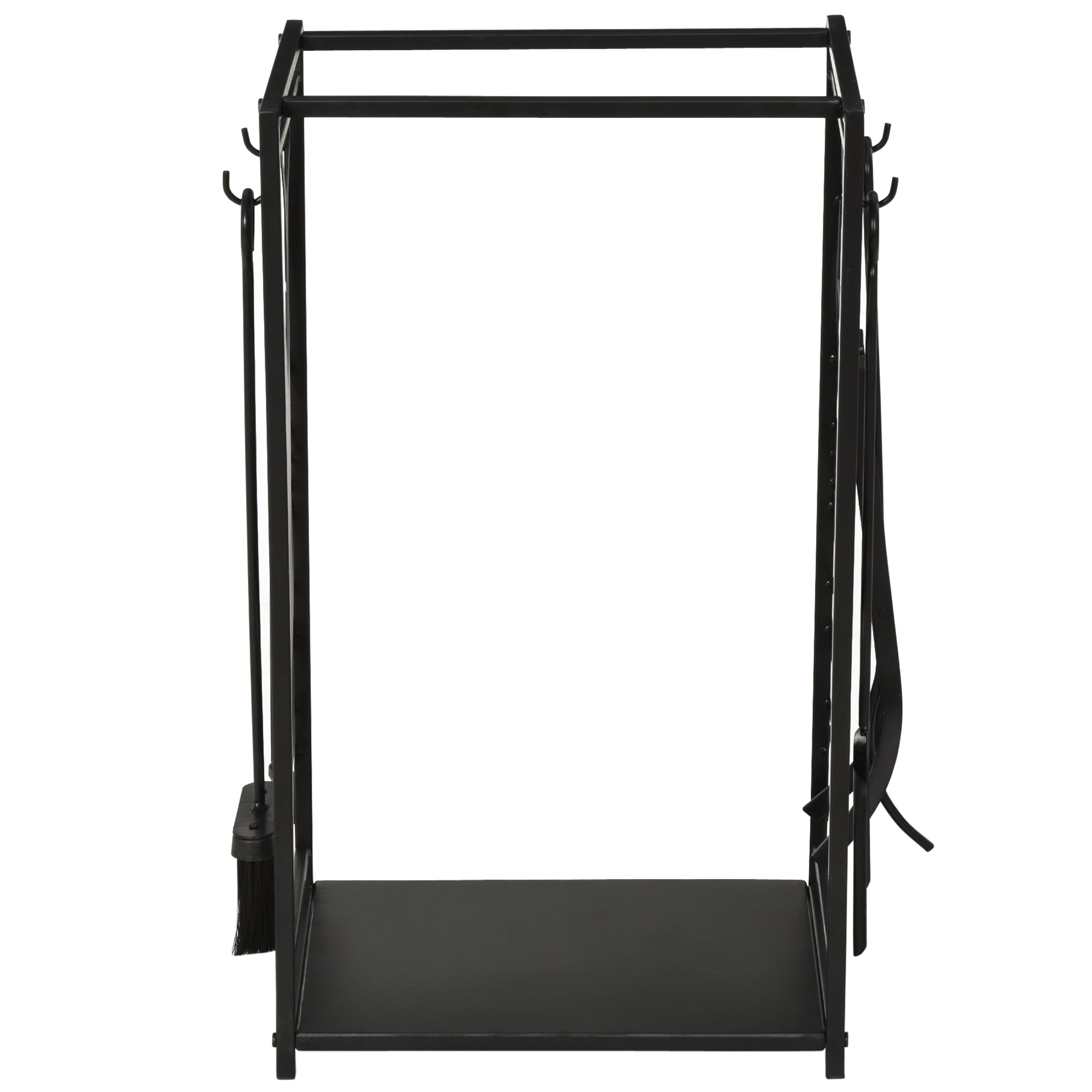 Fireplace Log Holder, Rustproof Steel, Indoor and Outdoor Log Holder with Elegant Design and 4 Tools, 46 x 30 x 70 cm, Black