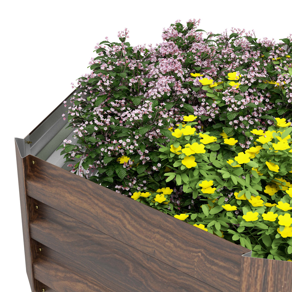 Outsunny Hexagonal Galvanized Steel Raised Garden Bed with Open Bottom, Brown