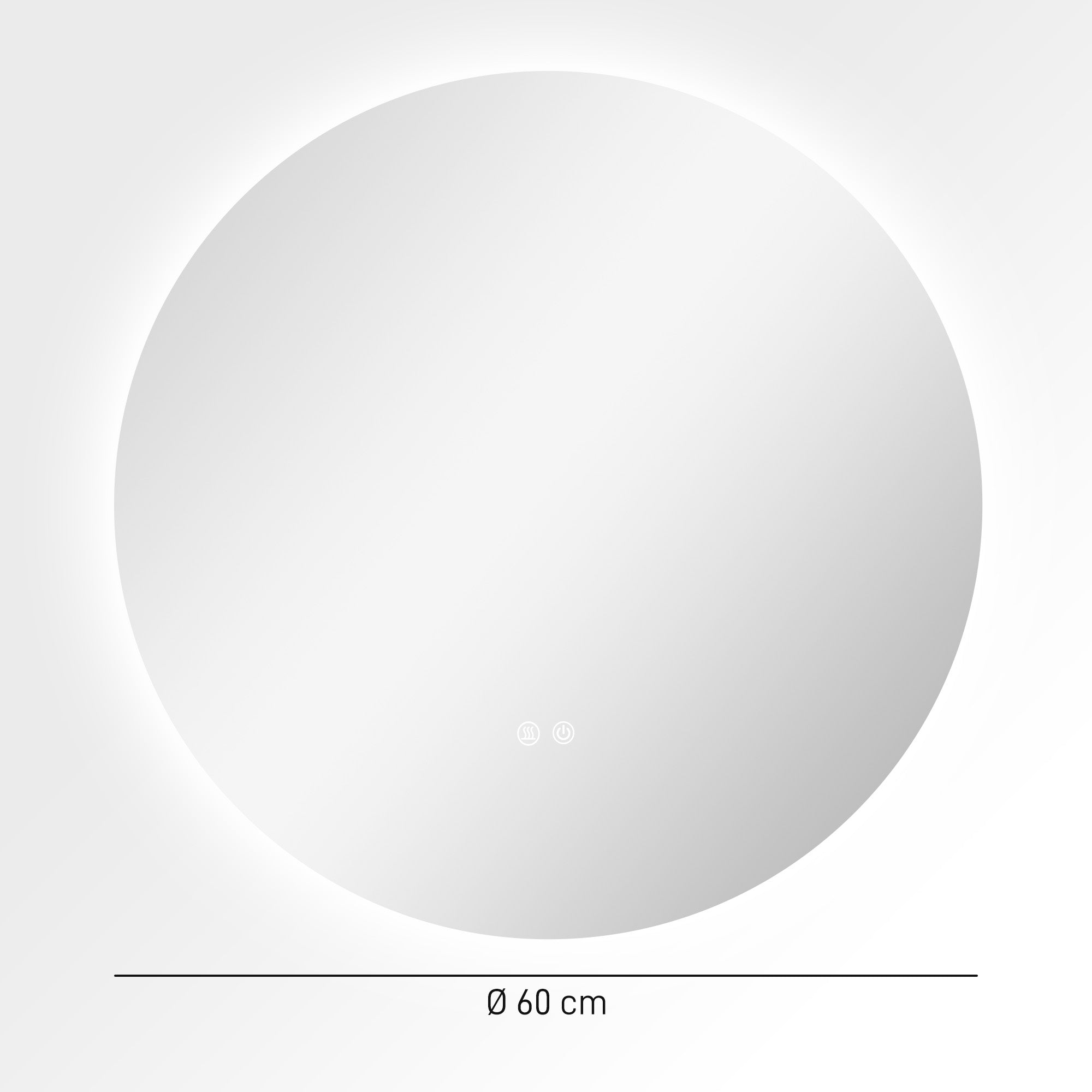 Bathroom Mirror with Adjustable LED Lights, Touch Switches and Anti-Fog Design, Ø60 cm