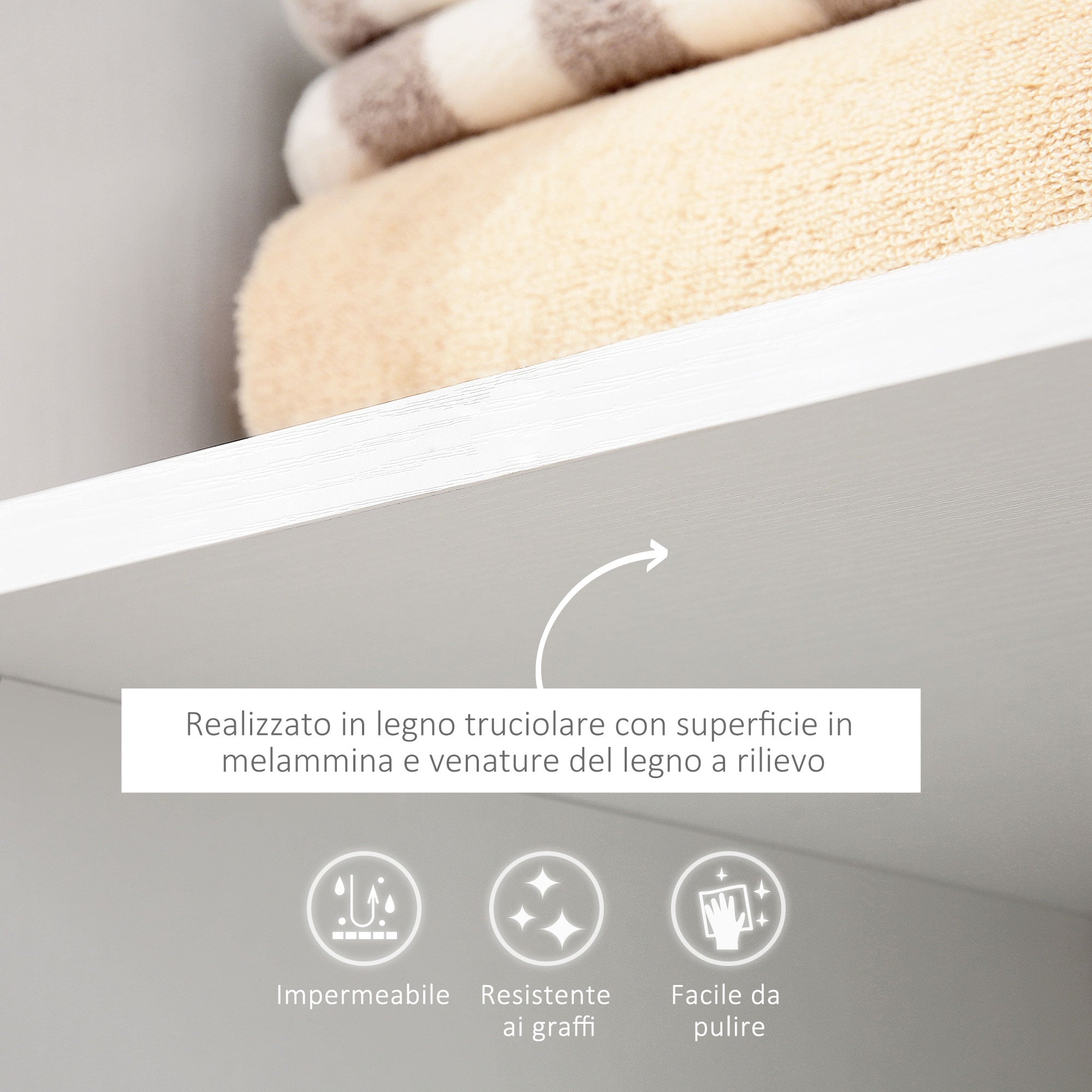 HomCom Wardrobe with Wooden Wheels, white, 80x40x128cm - Borgè