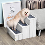 3-Step Dog Stairs with Non-Slip Mat and Storage Space, 40.5 x 44.5 x 38 cm, White