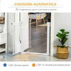 Adjustable Dog Gate with Small Door and Automatic Closure, 75-103x76cm, White