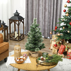 60cm Tall Small Christmas Tree with 35 White LED Lights, 68 Thick and Fireproof Branches