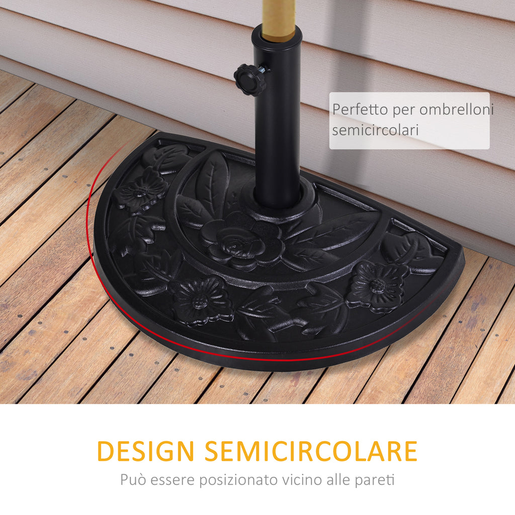 Base for Crescent Umbrella Ø3.8 and Ø4.8 mm in Resin with Crank, 50x31x32 cm, Black