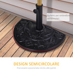 Base for Crescent Umbrella Ø3.8 and Ø4.8 mm in Resin with Crank, 50x31x32 cm, Black