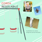 Outsunny Double Swing Set, Garden Swing for Children 3+ Years, Green and Red