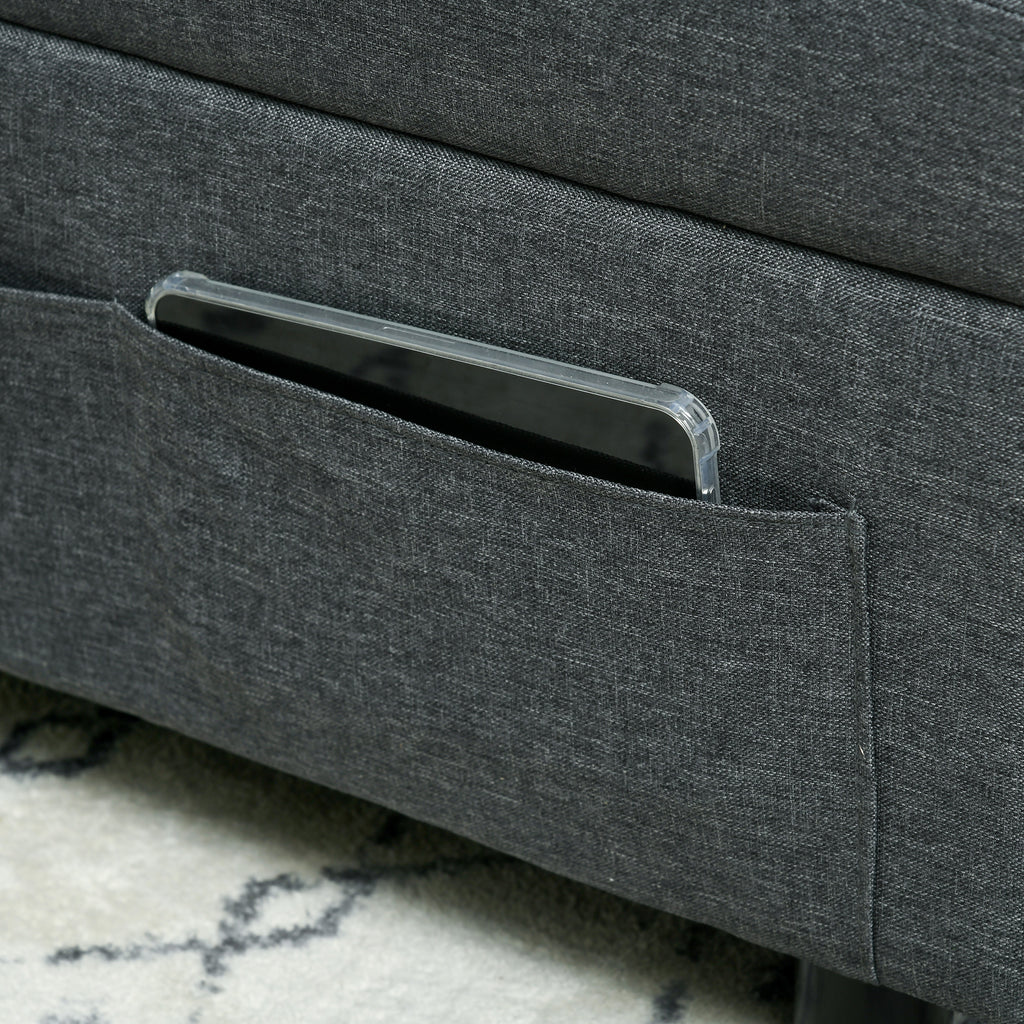 HOMCOM Single Armchair Bed 3 in 1 Reclining at 3 Levels with Cushion, in Linen Effect Fabric, 65.5x104x81 cm, Gray - Borgè