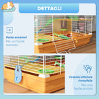 PawHut 5-Level Hamster Cage with Tubes, Wheel, Ladders, House and Bottle, 46x30x58 cm, Orange