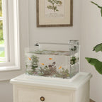 Glass Aquarium with LED Lights 20L, Filter and Water Pump, 38x26x27 cm, White