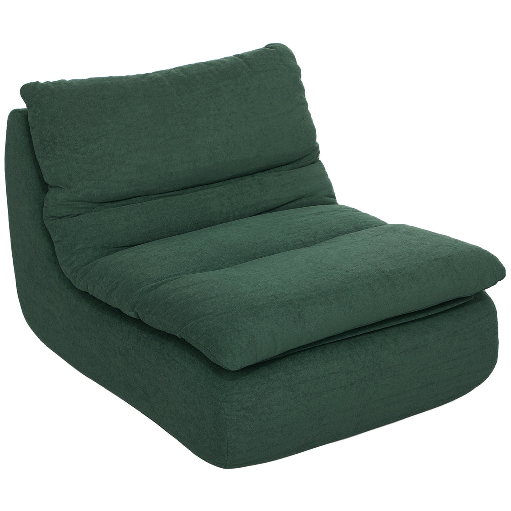 Modern Floor Chair Padded in Green Velvet Effect Fabric and Foam, 82x103x75 cm