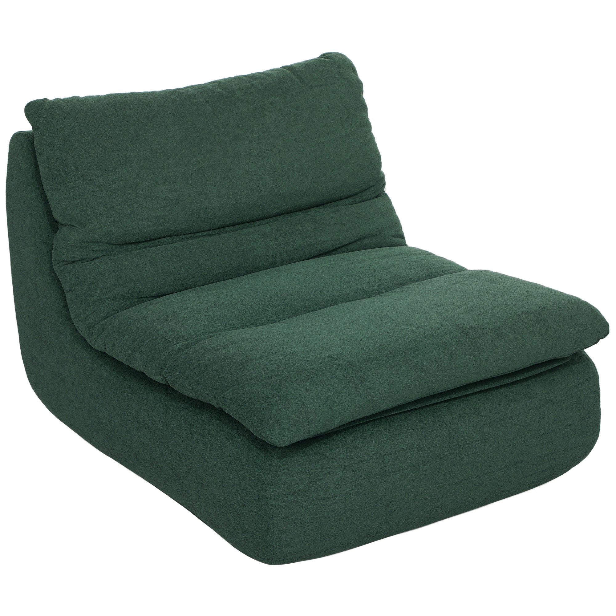 Modern Floor Chair Padded in Green Velvet Effect Fabric and Foam, 82x103x75 cm