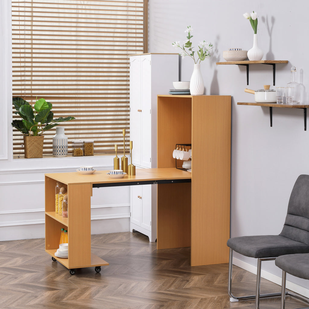 Folding Dining Table max 3 People, in Chipboard and Steel, 75x144x144.5 cm, Wood color