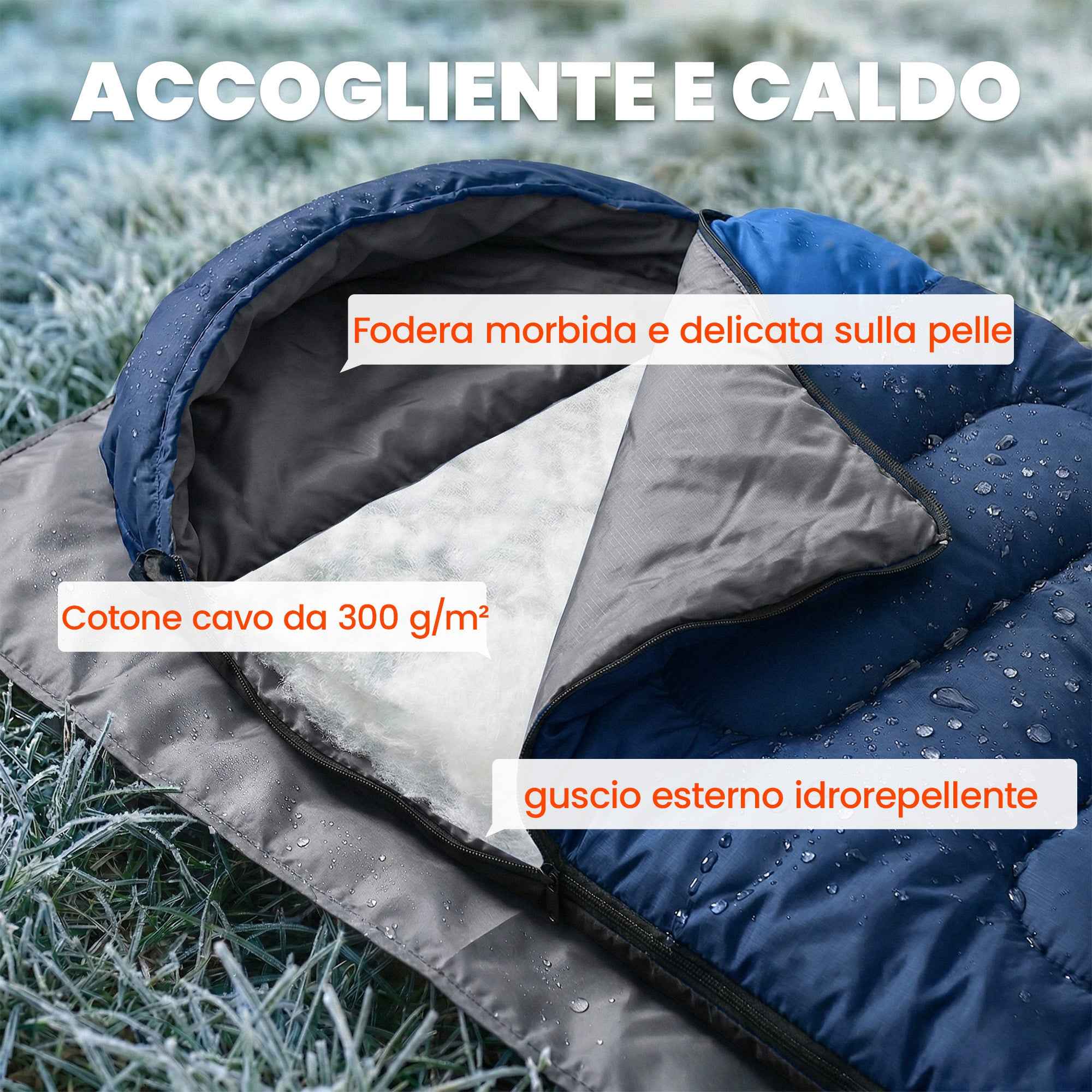 Outsunny Single Sleeping Bag for Adults, Lightweight and Compact, 75x215 cm, Navy Blue
