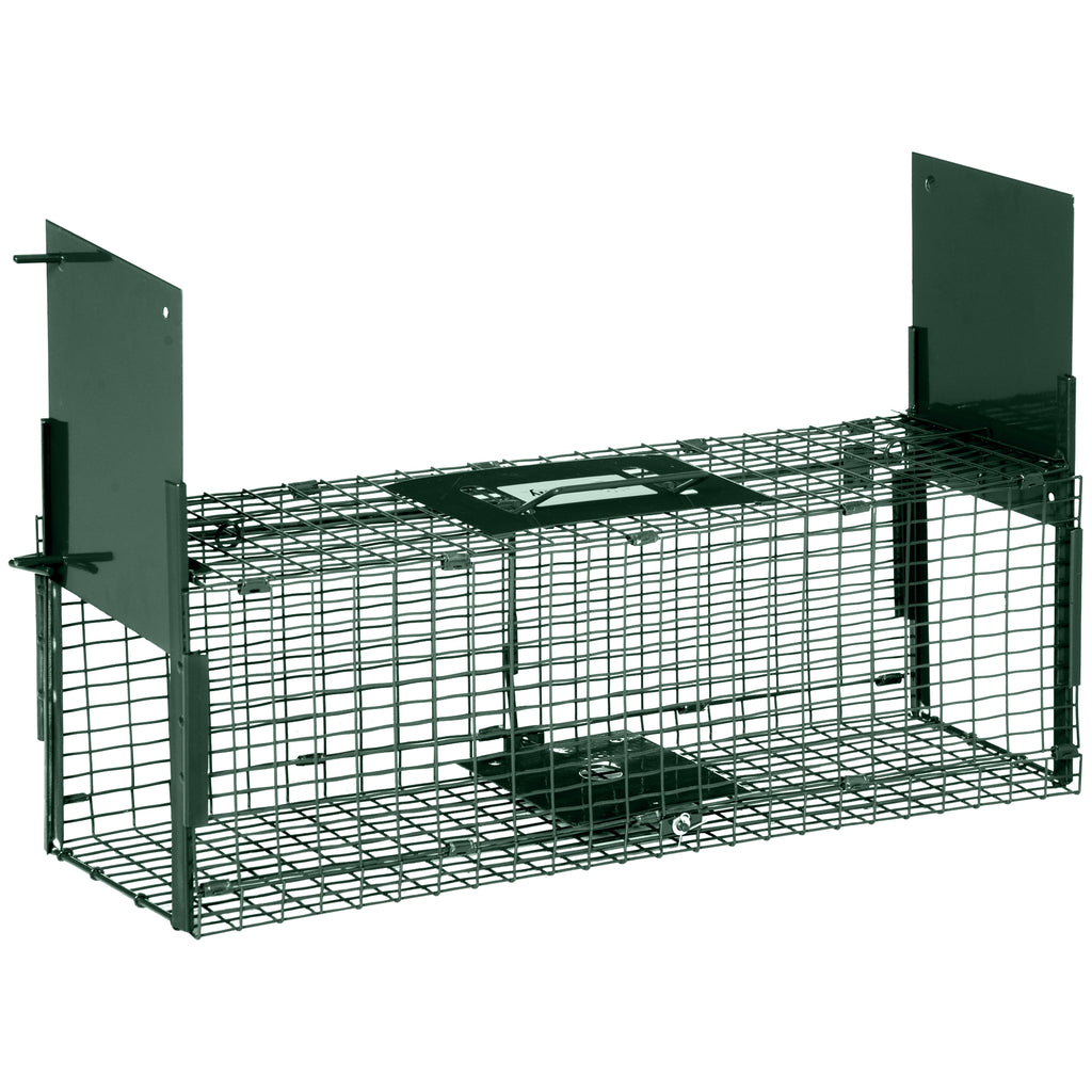 Trap Cage for Small Live Animals with Double Door and Handle, 60x18x20cm, Dark Green