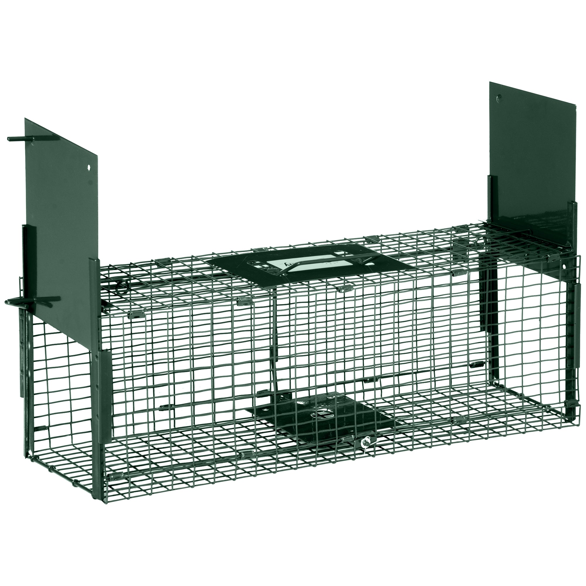 Trap Cage for Small Live Animals with Double Door and Handle, 60x18x20cm, Dark Green