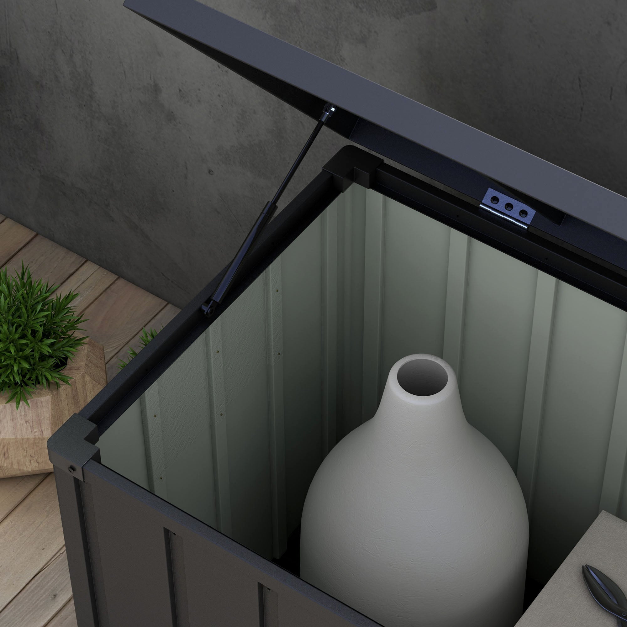 Outsunny 450L container bench with 2 wheel and handles, in steel and pp, 125.5x61.5x70 cm, dark gray - Borgè