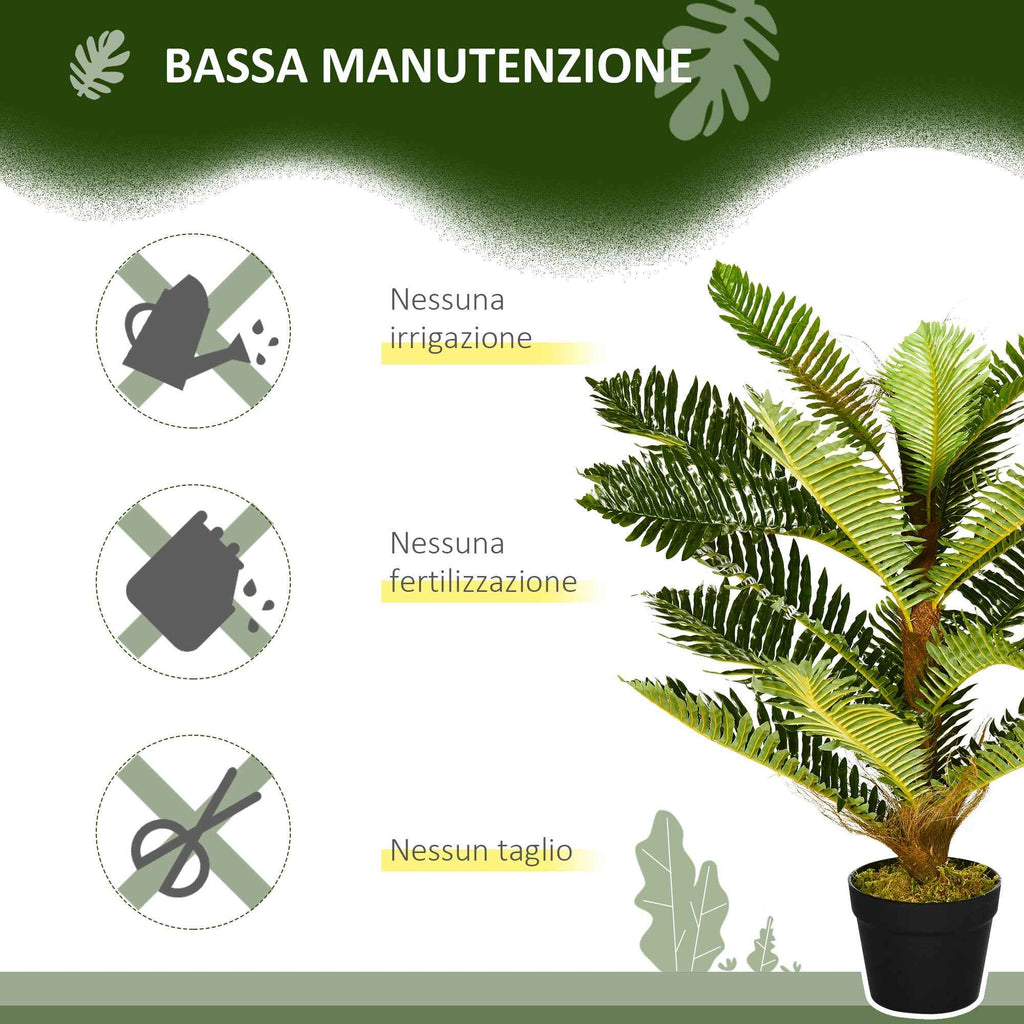 HOMCOM Artificial Palm Tree with 18 Leaves and Pot Included for Indoors, Height 85 cm, Green