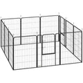 PawHut Folding Steel Dog Playpen with Pegs for Indoor and Outdoor Use, 68 x 100 cm, 12 Panels, Black