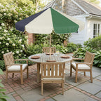 Outsunny Garden Umbrella with Wood Effect Frame, Color Block Canopy with 8 Ribs, UV 30+
