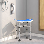 Height-Adjustable Shower Stool with Handle, U-Shaped Padded Seat and Non-Slip Feet, Blue