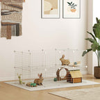 PawHut 36-Panel Modular Metal Pet Playpen with Door for Small Pets, White