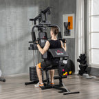 HOMCOM Fitness Station with Padded Seat and Backrest, in Steel and PU, 135x103x210 cm, Black - Borgè