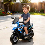 AIYAPLAY Electric Motorcycle for Children with Wheels, Mirrors and Footrest, Made of PP and Metal, 85.5x44.5x56 cm, Blue