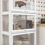 HOMCOM 4-Tier Collection Display Cabinet with Hinged Doors, Wood and Acrylic, 59x30x139 cm, White