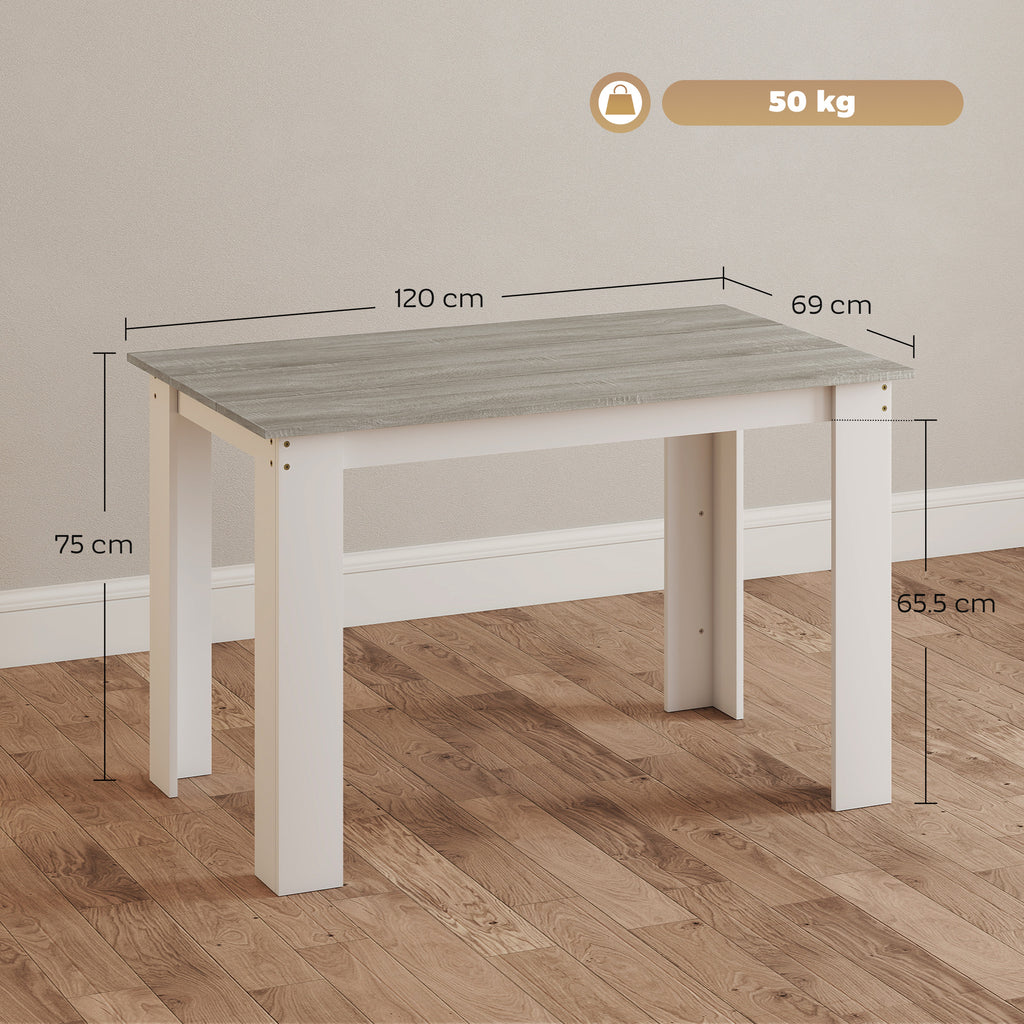 Modern Wooden Dining Table for 4-6 People, 120x69x75cm, Grey and White
