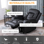 Homcom Relaxable relaxation armchair up to 150 ° in fake skin with 8 massage and heating points, black - Borgè