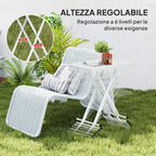 Folding Garden Coffee Table with Adjustable Height, Metal and HDPE, White