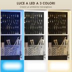 Jewelry Armoire with 360° Swivel Mirror, Adjustable LED Light, Lock and Shelves, 37x40x165.5 cm, Black