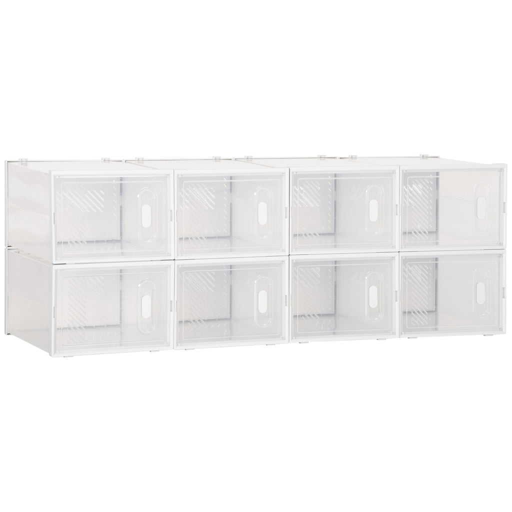 Space-Saving Modular Shoe Rack, 8 Cubes 28x36x21 cm in PP Plastic, White