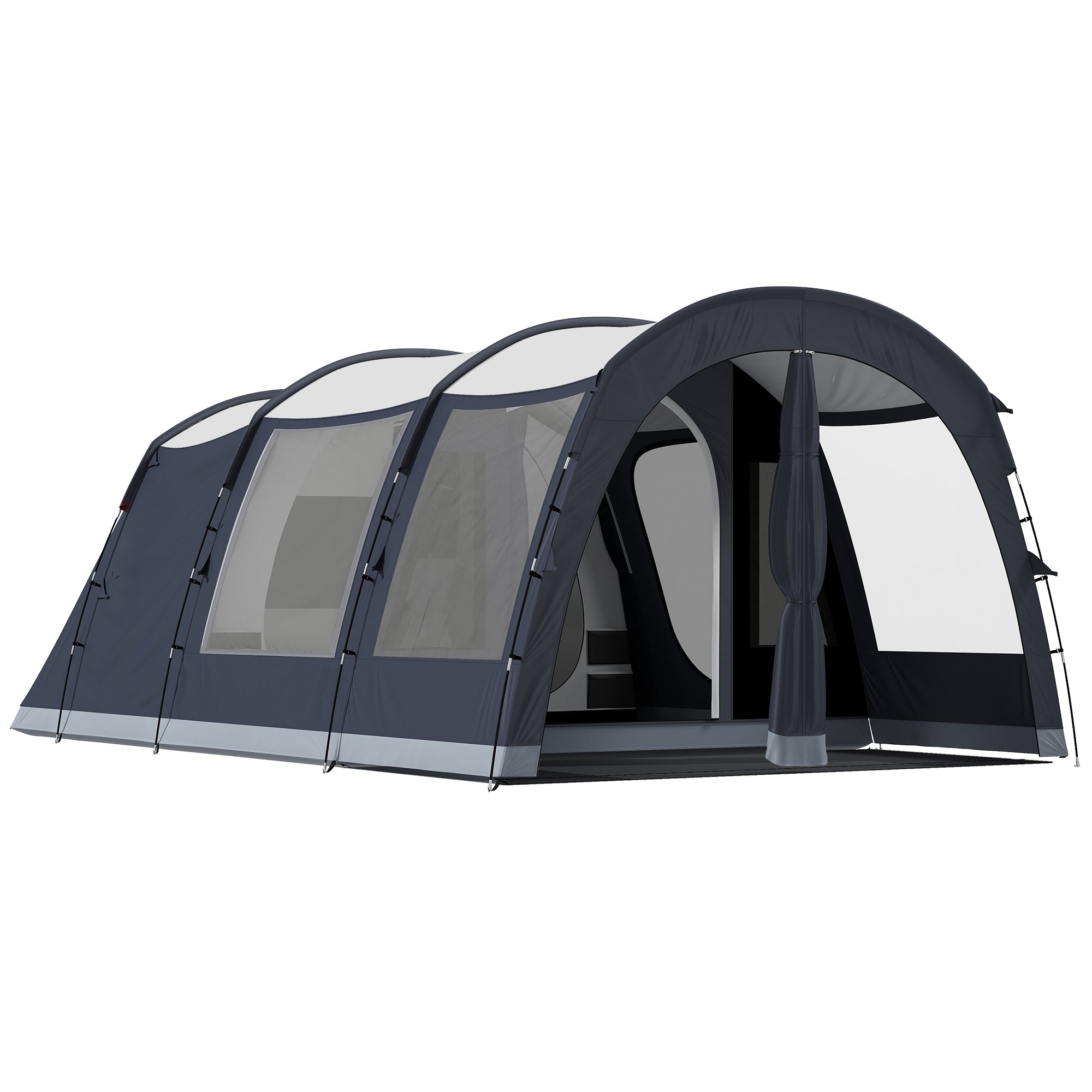 Outsunny 2-4 Person Tunnel Tent, 210cm High, 2 Rooms, 3000mm Waterproof, 540x320x210cm, Navy Blue