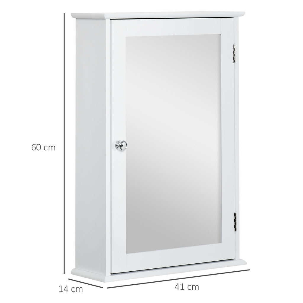 kleankin Bathroom Mirror Cabinet with Magnetic Door, Bathroom Cabinet with Mirror, Adjustable Shelf, White