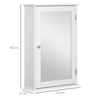 kleankin Bathroom Mirror Cabinet with Magnetic Door, Bathroom Cabinet with Mirror, Adjustable Shelf, White