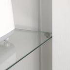 Modern 2-Door Sideboard with Adjustable Shelves in Wood and Glass, 76x36x160cm, White