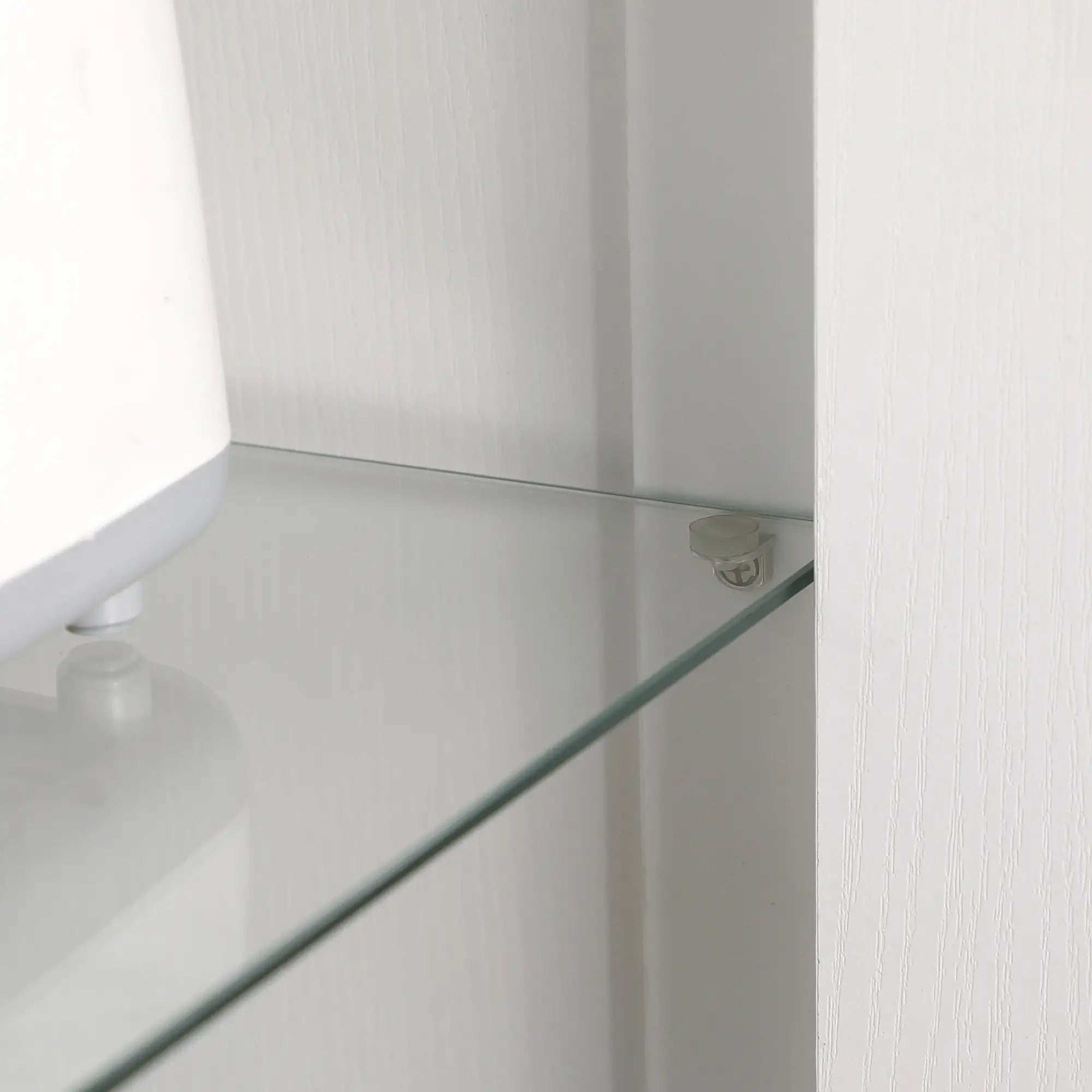 Modern 2-Door Sideboard with Adjustable Shelves in Wood and Glass, 76x36x160cm, White
