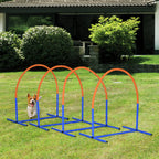 Dog Agility Set with 4 Modular Arches and Carrying Bag, in PE and ABS, 88x64x95 cm, Blue and Orange