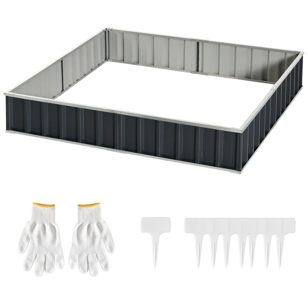 Outsunny raised flowerbed, modular galvanized steel without a bottom, 258x90x30 cm, dark gray - Borgè